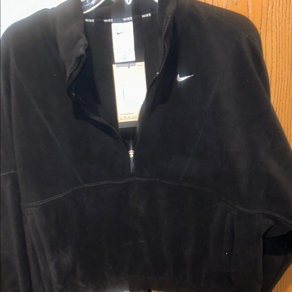 NWT Nike Black Fleece Half-Zip Jacket with front pockets size Small - Picture 4 of 10